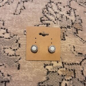 Opal and Crystal Halo Stud Earrings